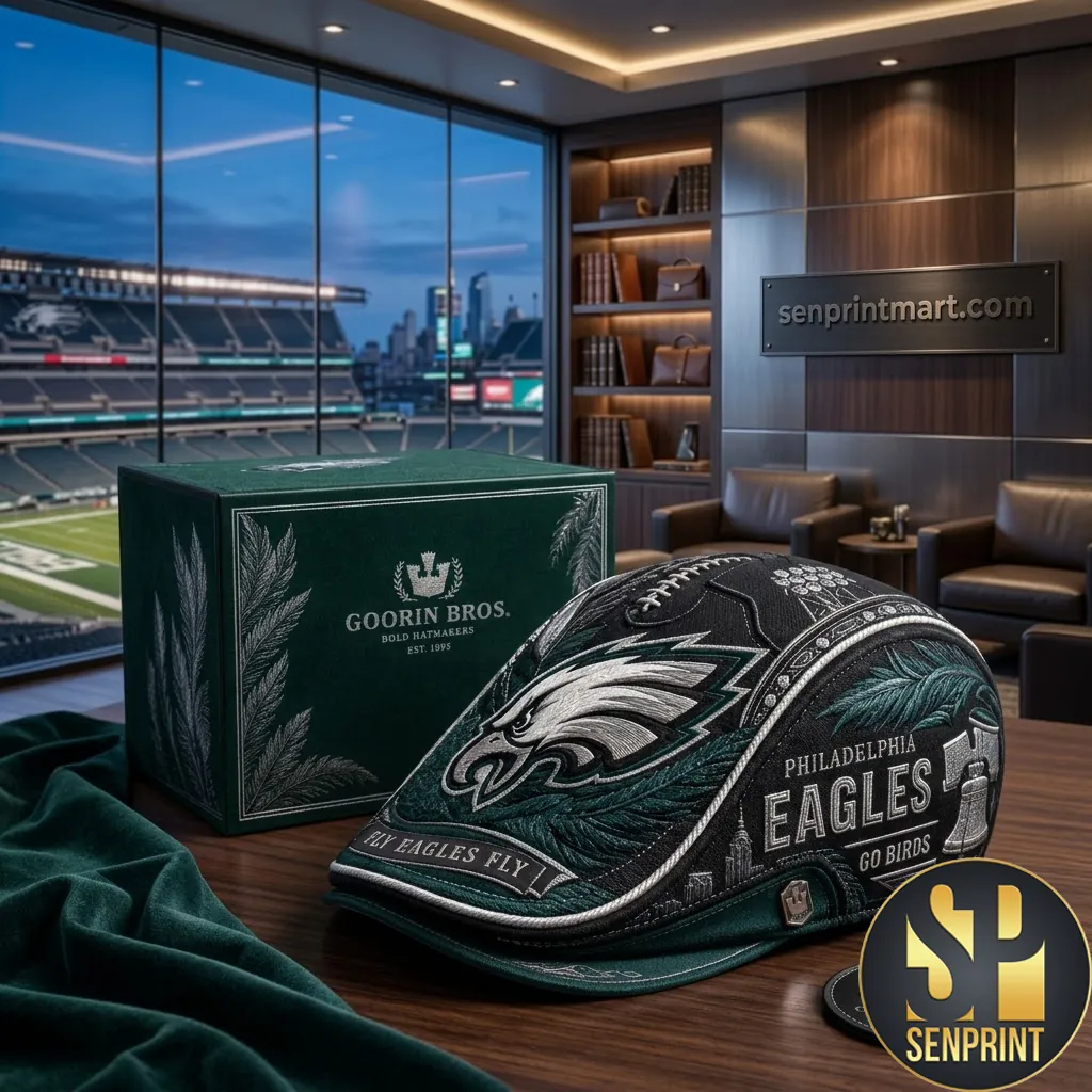 Philadelphia Eagles Goorin Bros Premium Embroidered Flat Cap