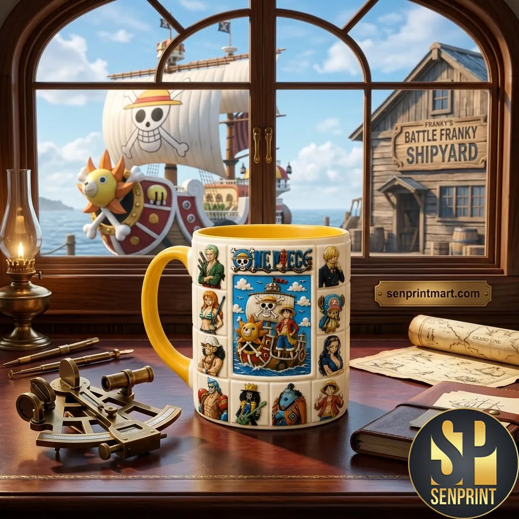 One Piece Straw Hat Pirates 3D Embossed Ceramic Coffee Mug