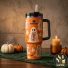 Matte Black Halloween Bat and Spiderweb 40oz Insulated Tumbler