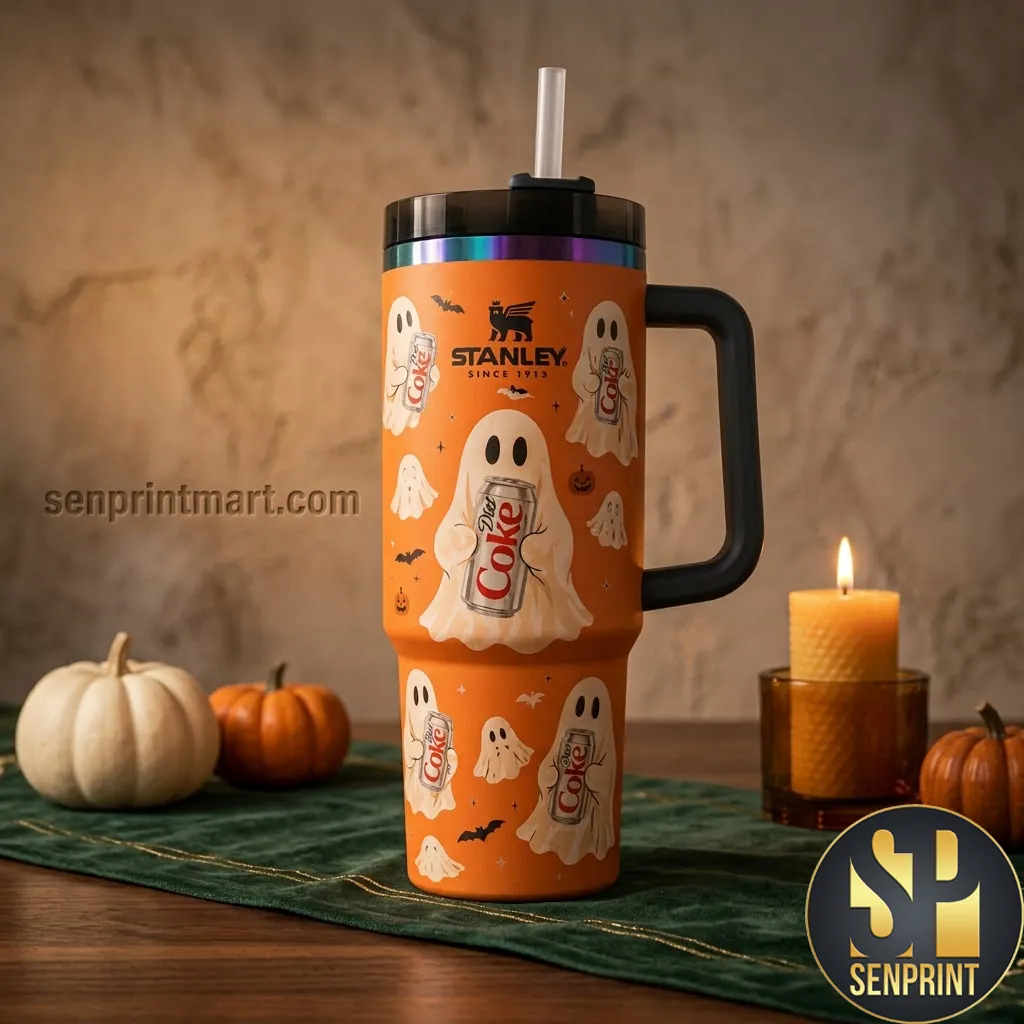 Diet Coke Halloween Ghost Orange 40oz Insulated Tumbler