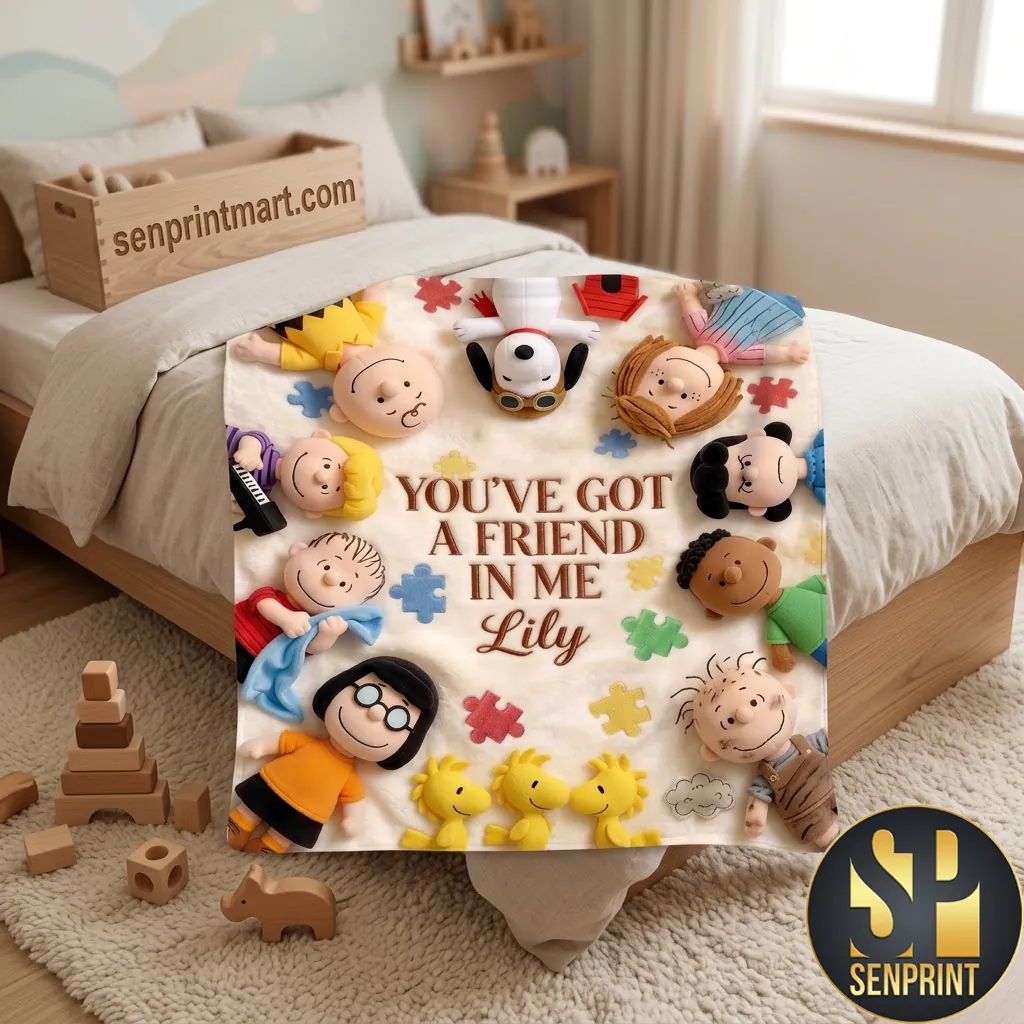 Classic Comic Friends Personalized Autism Awareness Blanket