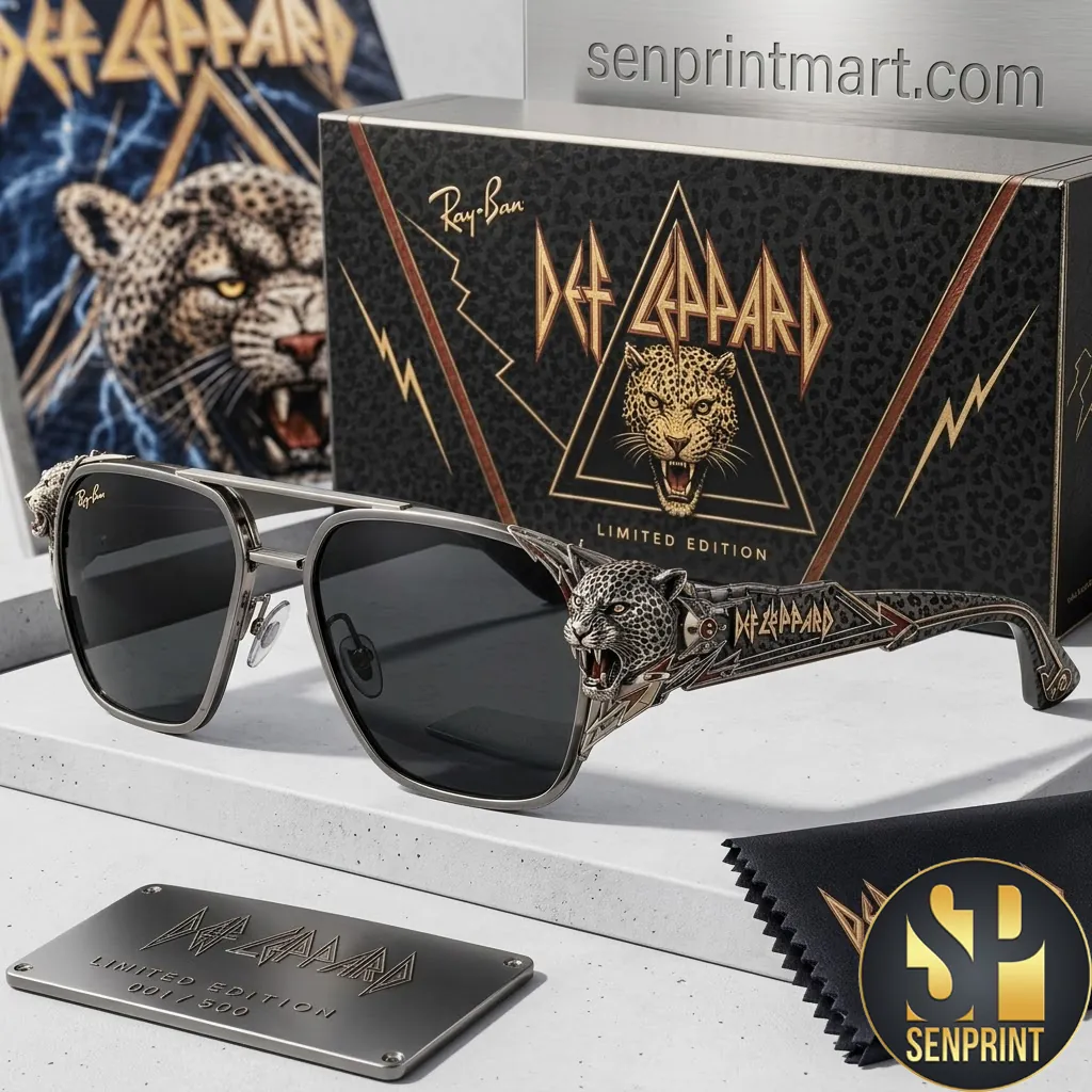 Def Leppard Limited Edition Rock Band 3D Leopard Metal Sunglasses