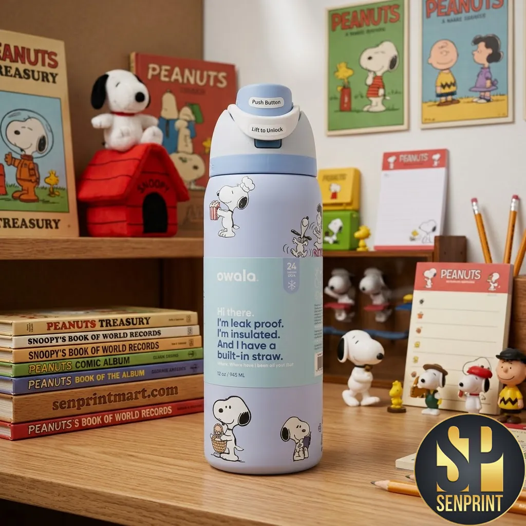 Owala Snoopy Peanuts 32oz Insulated Leak Proof Water Bottle
