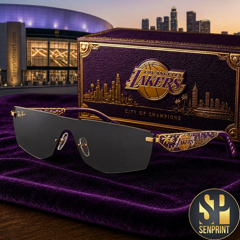 Los Angeles Lakers City of Champions Premium Purple and Gold Rimless Sunglasses