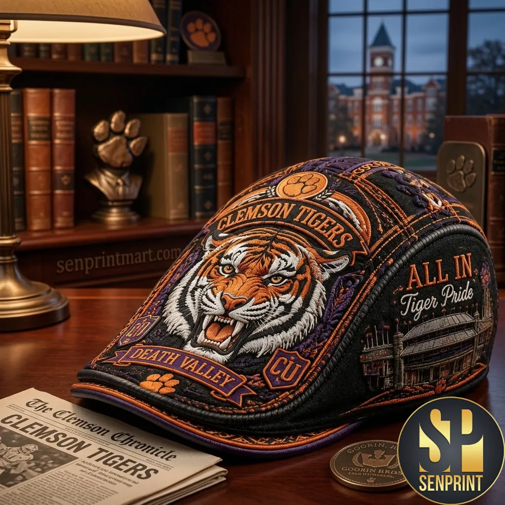 Clemson Tigers Death Valley Premium Embroidered Flat Cap