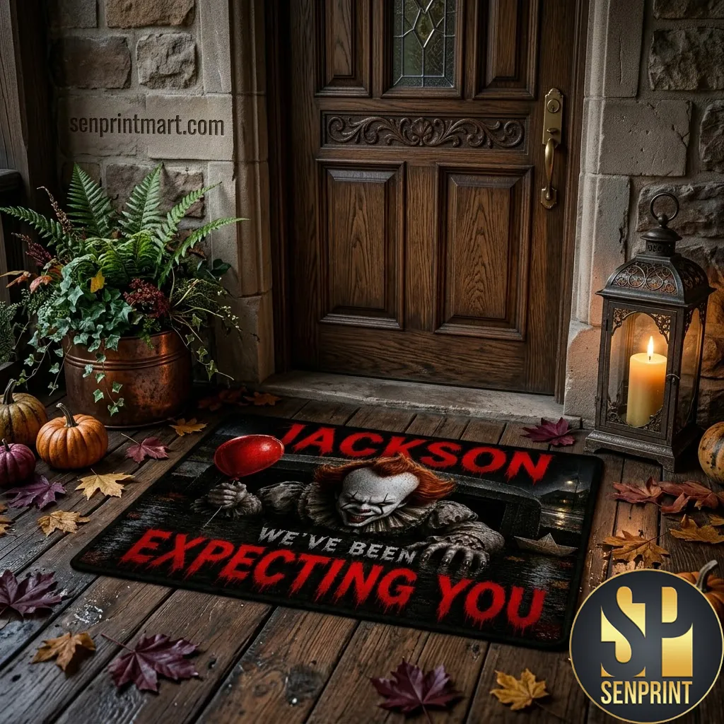 Personalized Pennywise We’ve Been Expecting You Scary Halloween Doormat