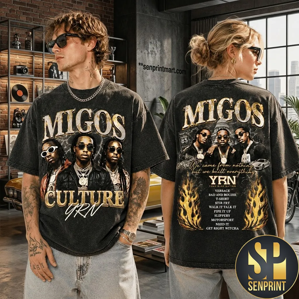 Migos Culture YRN Hip Hop Graphic Vintage Style T-Shirt