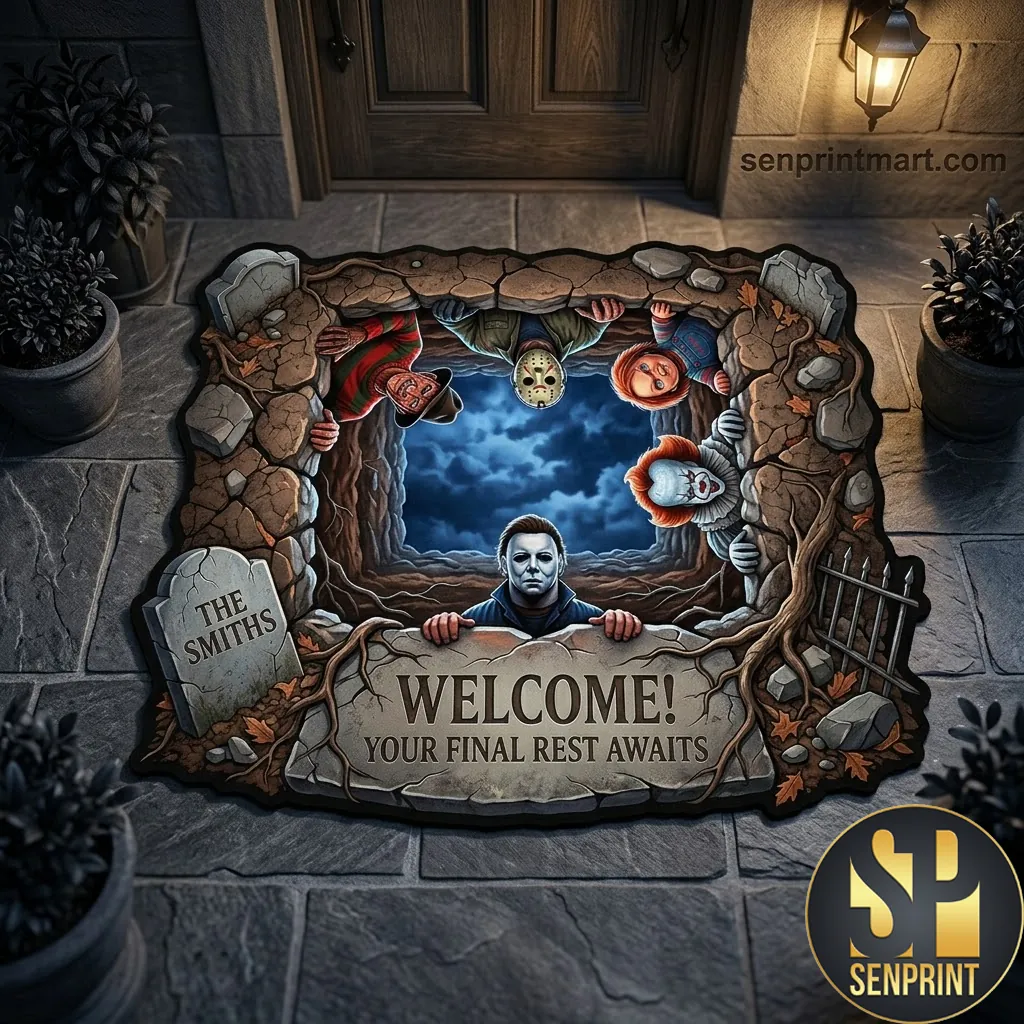 Your Final Rest Awaits Personalized Horror Movie 3D Illusion Doormat