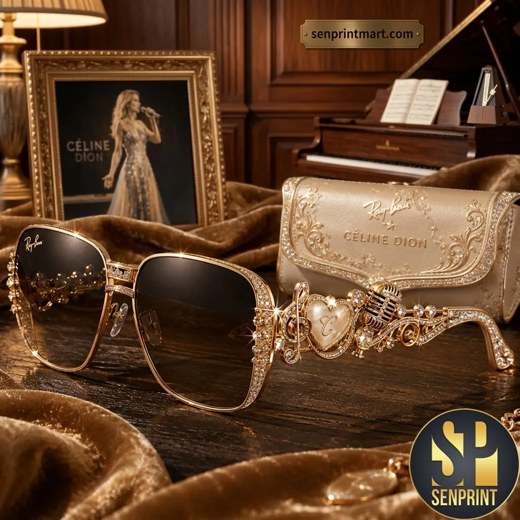 Celine Dion Premium Rhinestone Embellished Unisex Sunglasses