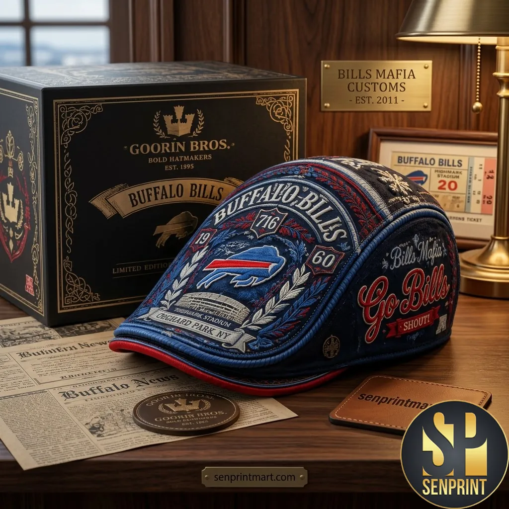 Buffalo Bills Bills Mafia Premium Embroidered Vintage Flat Cap