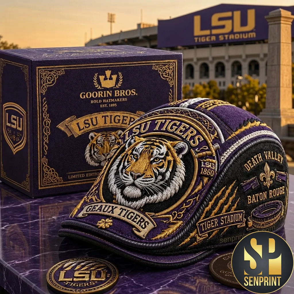 LSU Tigers Premium 3D Embroidered Geaux Tigers Luxury Flat Cap