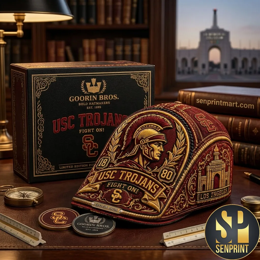 Goorin Bros USC Trojans Fight On Limited Edition Embroidered Flat Cap