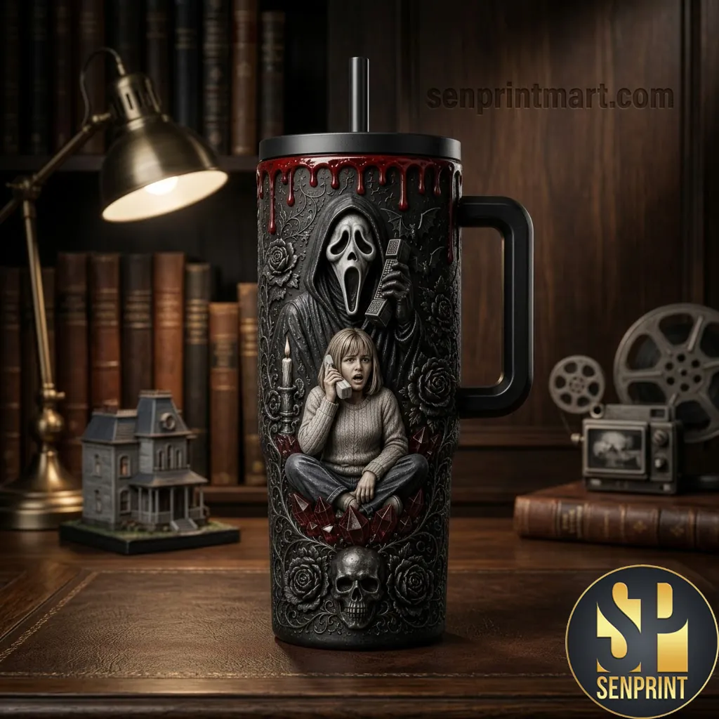 Halloween Scream Horror Movie 3D Effect 40oz Insulated Tumbler