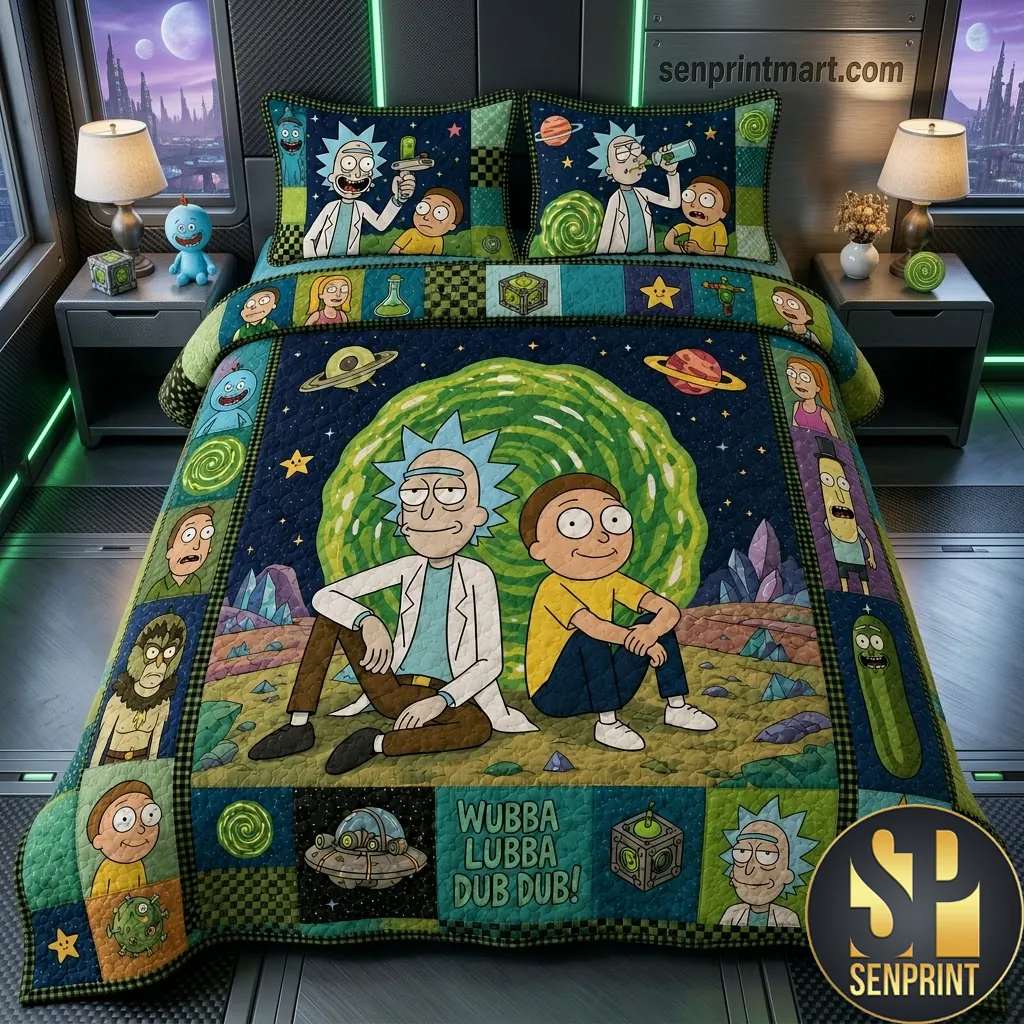 Rick and Morty Sci-Fi Portal Adventure Cartoon Bedding Set