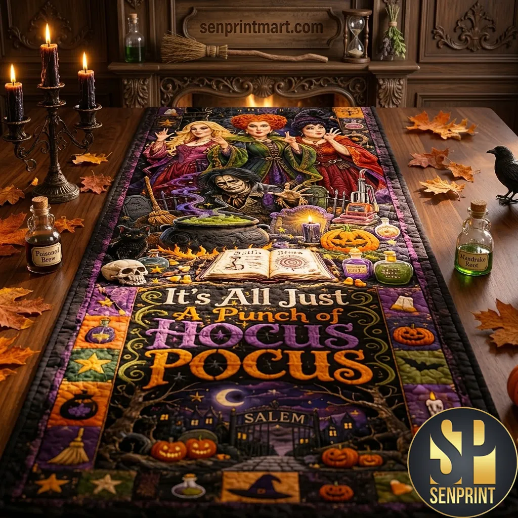 Its All Just A Bunch Of Hocus Pocus Halloween Table Runner