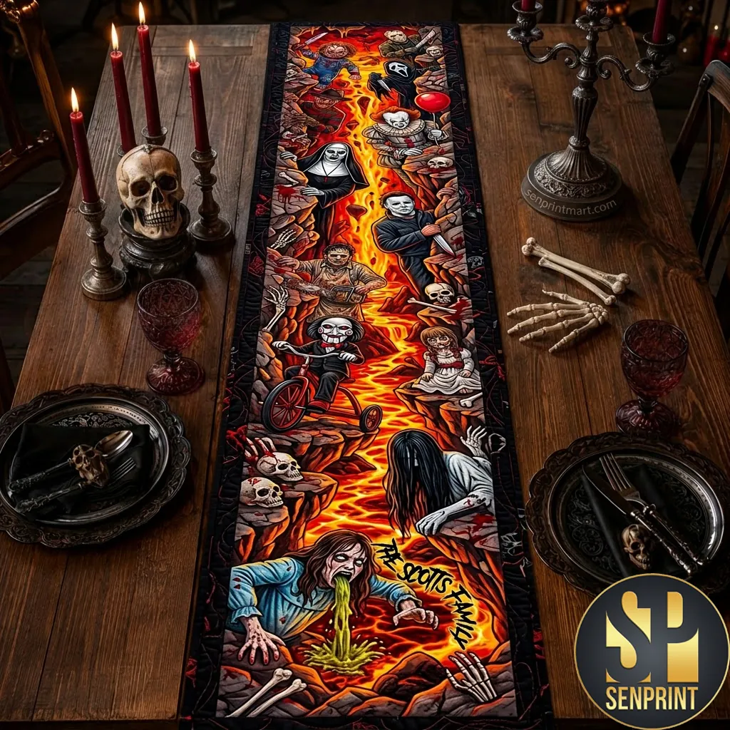 Scary Villain Horror Movie Characters Personalized Quilted Table Runner