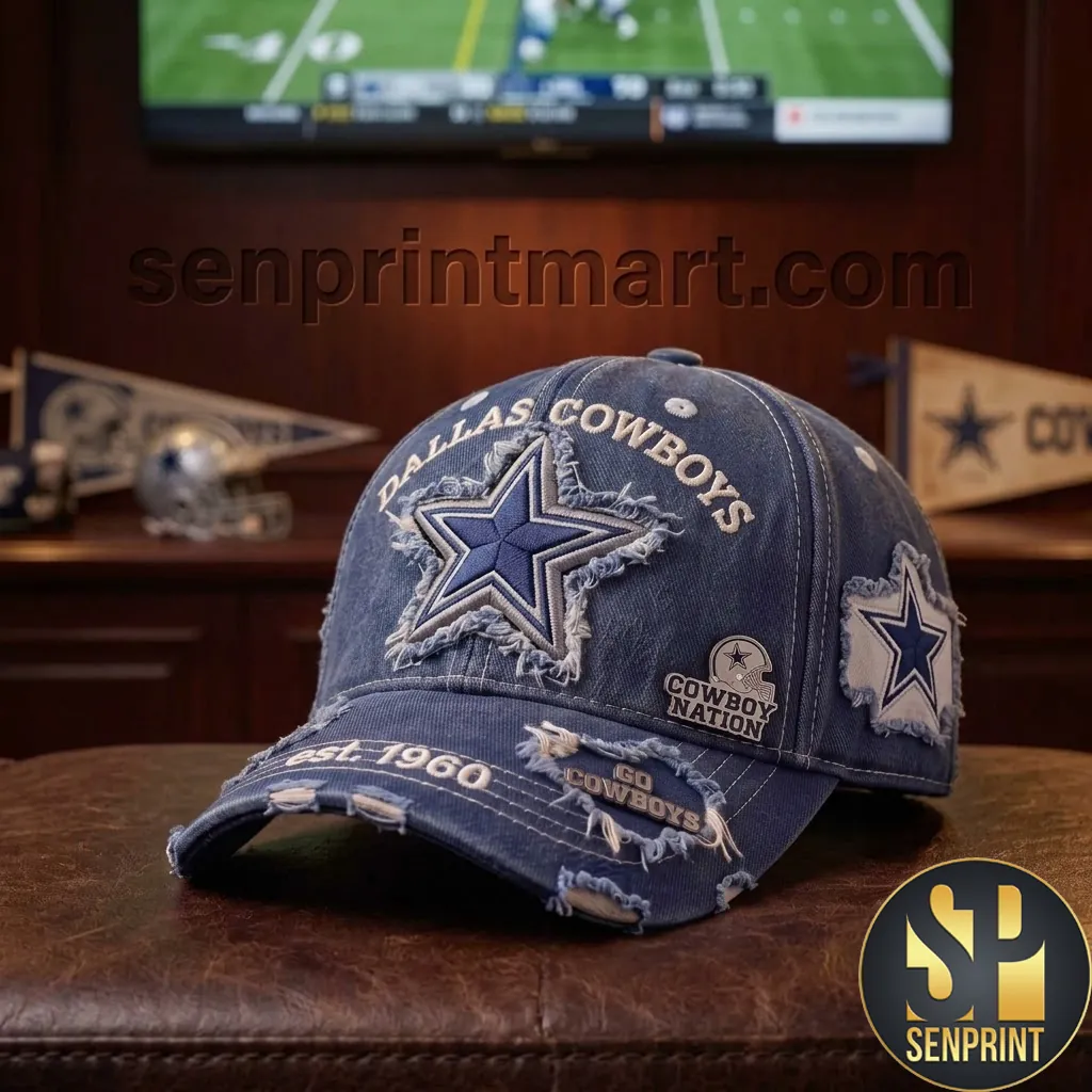 Dallas Cowboys Est 1960 Distressed Denim Vintage Style Baseball Cap