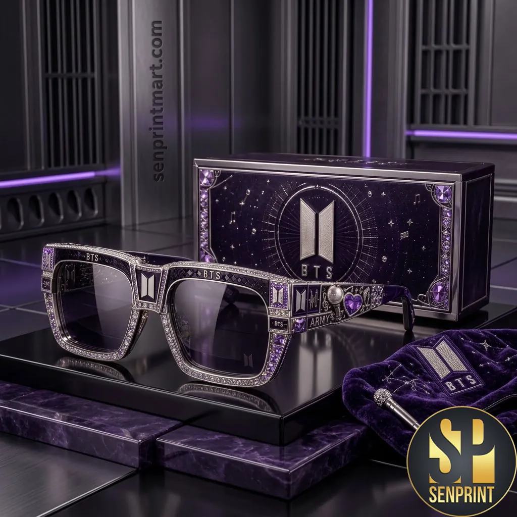 BTS ARMY Luxury Purple Crystal Studded Premium Unisex Sunglasses