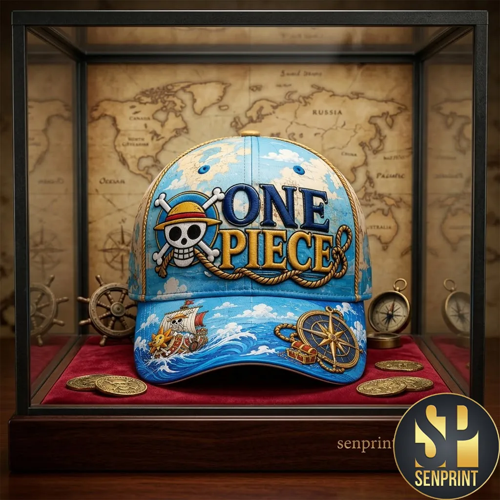 One Piece Anime Straw Hat Pirates Vintage Map Baseball Cap