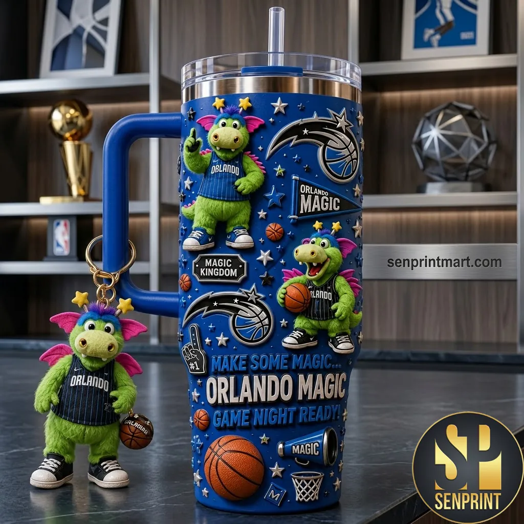 Orlando Magic Stuff the Magic Dragon 3D Embossed Game Night Ready 40oz Tumbler