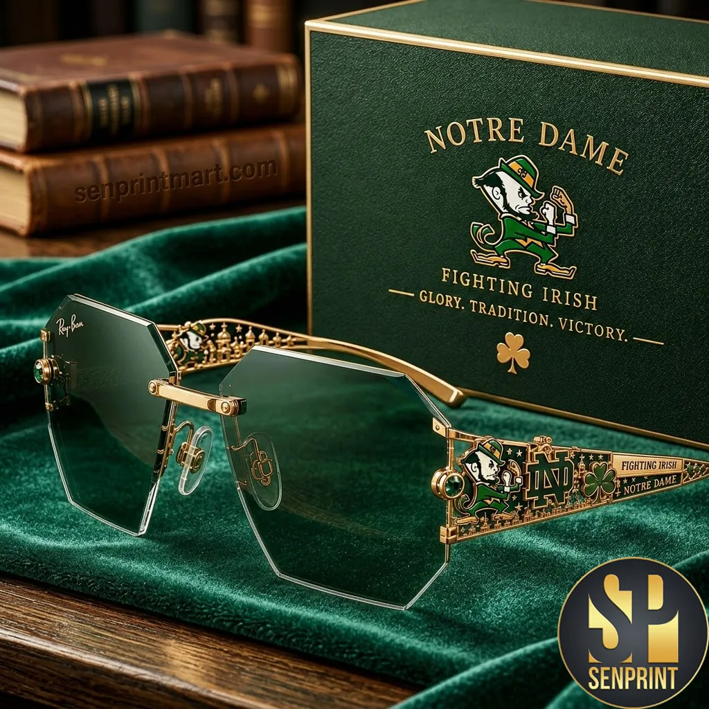 Notre Dame Fighting Irish Premium Gold Rimless Sunglasses
