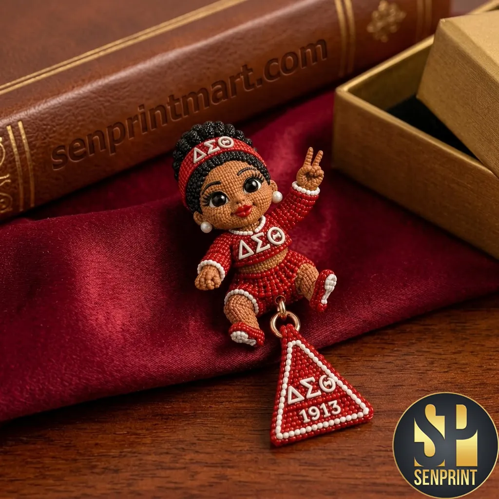 Delta Sigma Theta DST 1913 Beaded Figurine Dangle Earrings