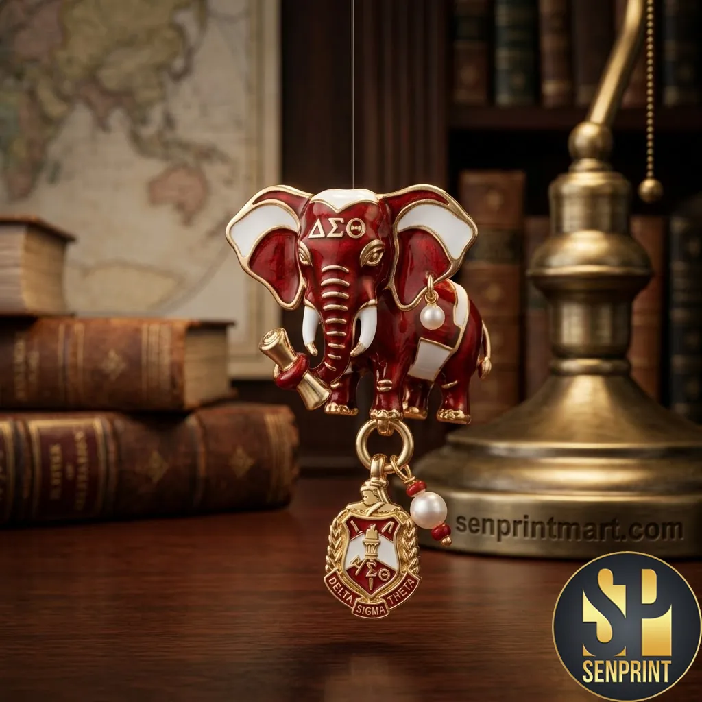 Delta Sigma Theta Elephant Enamel Charm Dangle Earrings