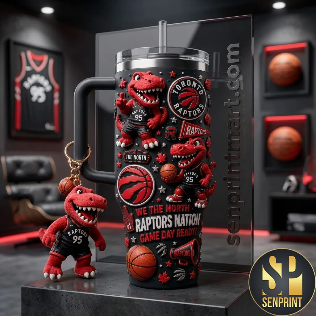 Toronto Raptors 3D Dinosaur We The North 40oz Handle Tumbler