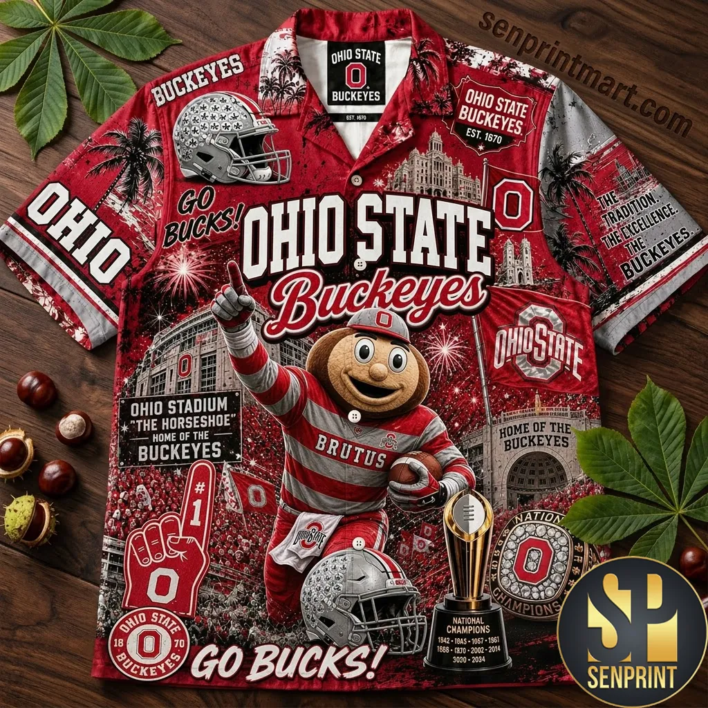 Ohio State Buckeyes Brutus Mascot Premium Hawaiian Shirt