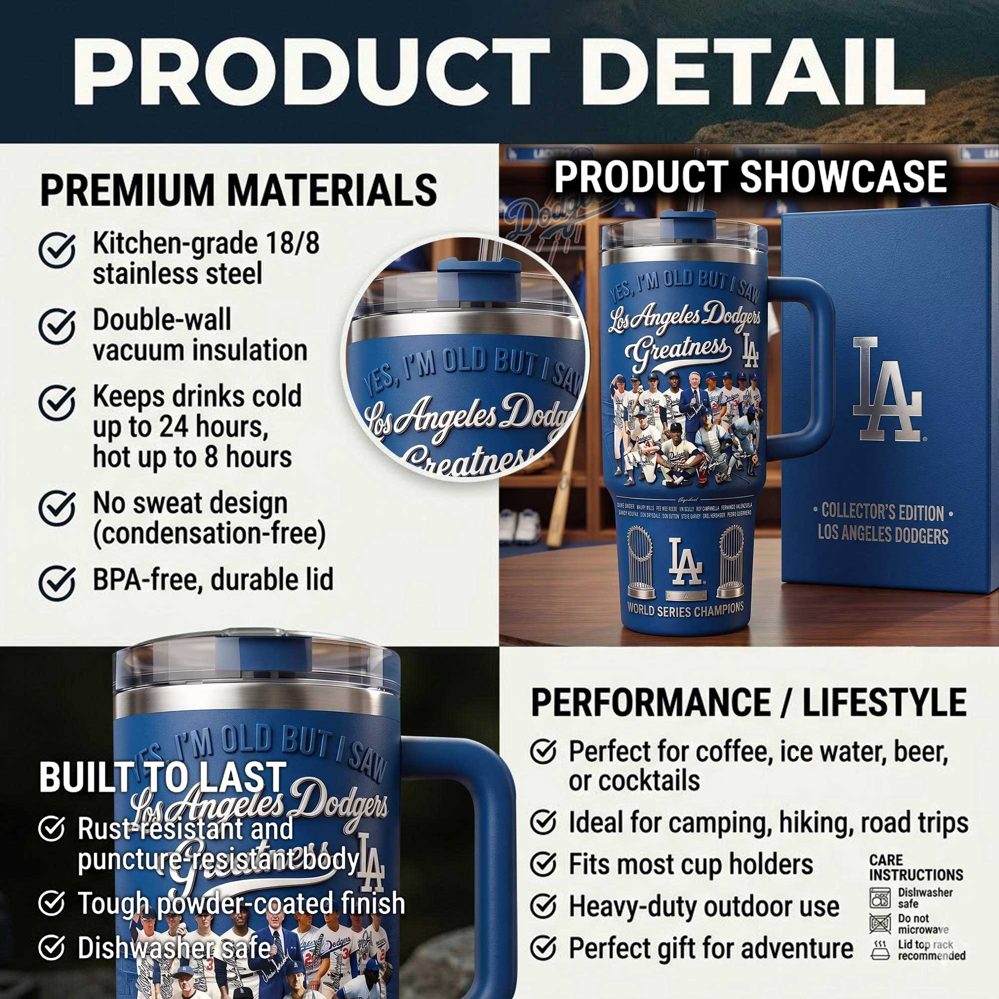 Los Angeles Dodgers Legends World Series Champions Collector’s Edition Insulated Travel Tumbler with Handle Los Angeles Dodgers Legends World Series Champions Collector’s Edition Insulated Travel Tumbler with Handle