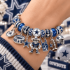 Dallas Cowboys NFL Football Silver Plated Crystal Bead Fan Gift Charm Bracelet Set