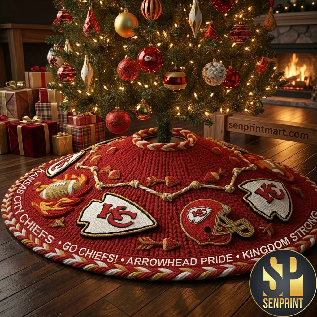 Kansas City Chiefs Premium Knitted Christmas Tree Skirt