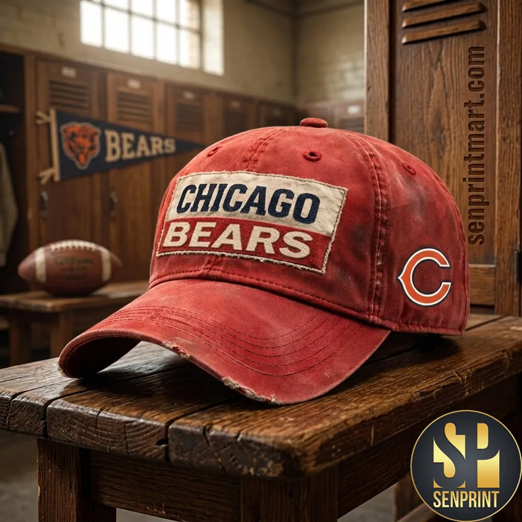 Chicago Bears Vintage Distressed Logo Baseball Cap