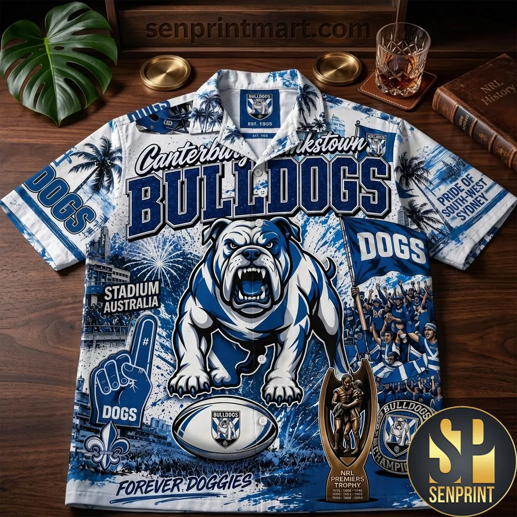 Canterbury-Bankstown Bulldogs NRL Premium 3D Hawaiian Shirt