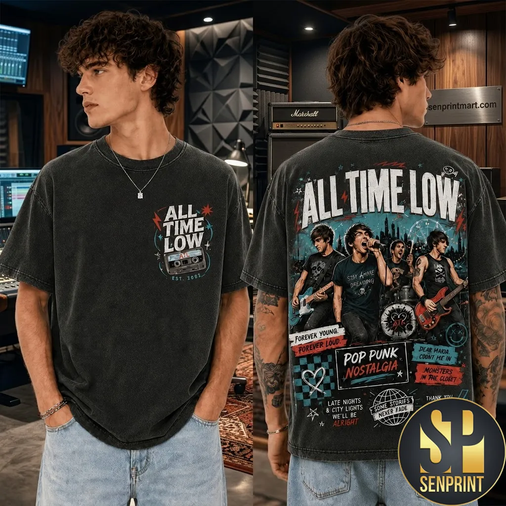 All Time Low Pop Punk Nostalgia Graphic Vintage Wash T-Shirt
