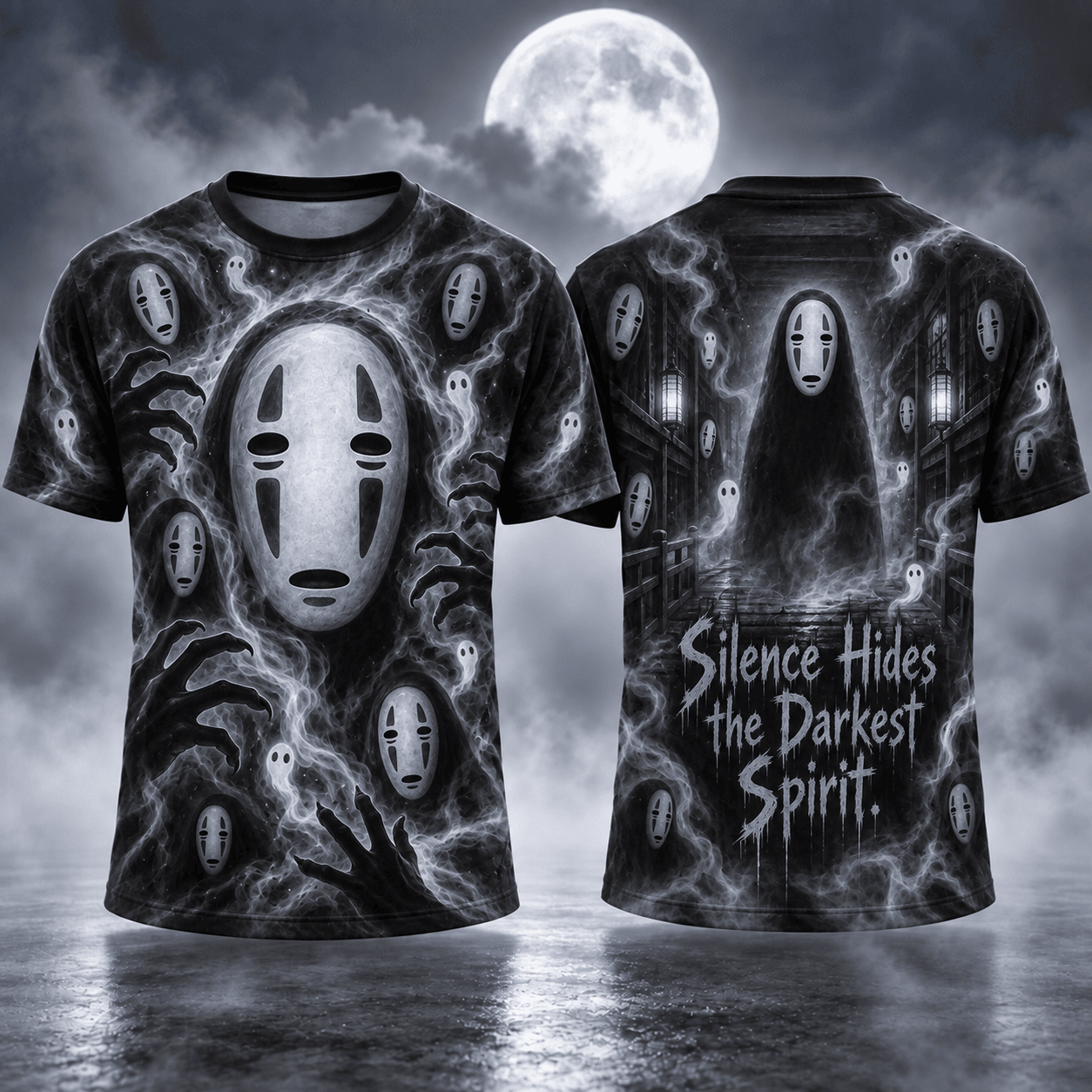 No Face Spirited Away Kaonashi Dark Gothic Anime Silence Hides The Darkest Spirit Graphic T-Shirt