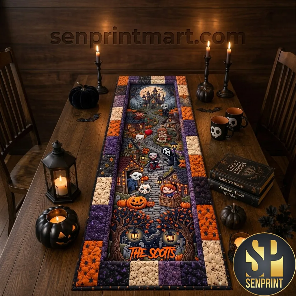 Personalized The Scots Spooky Horror Character Halloween Table Runner