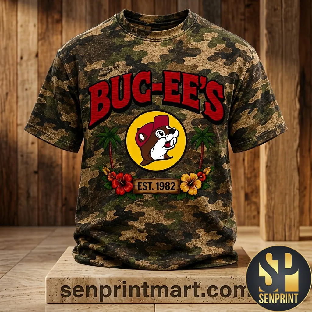 Buc-ee’s Est 1982 Tropical Camo Graphic T-Shirt