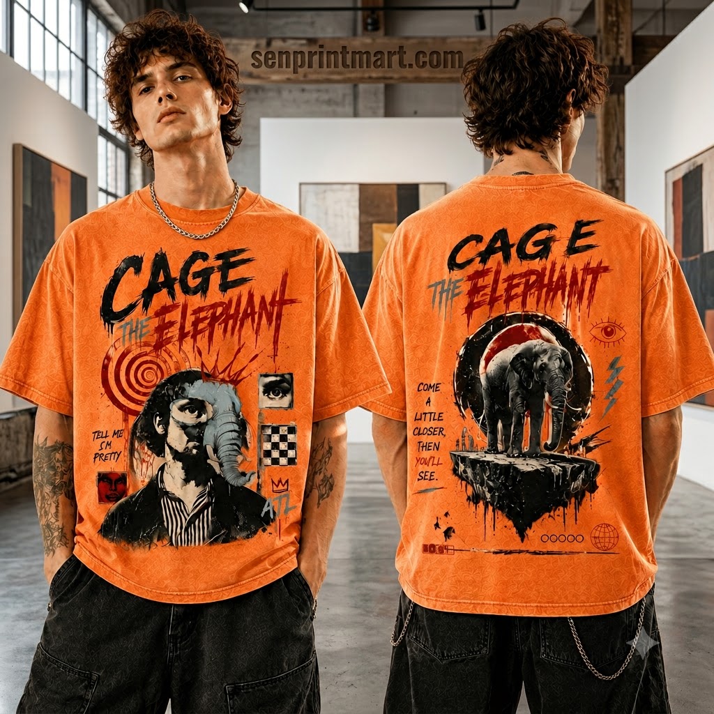 Cage The Elephant Vintage Graphic Orange Band T-Shirt