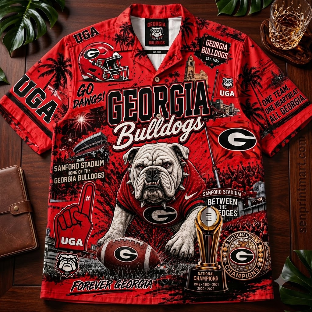 Georgia Bulldogs Premium Sanford Stadium All Over Print Hawaiian Shirt