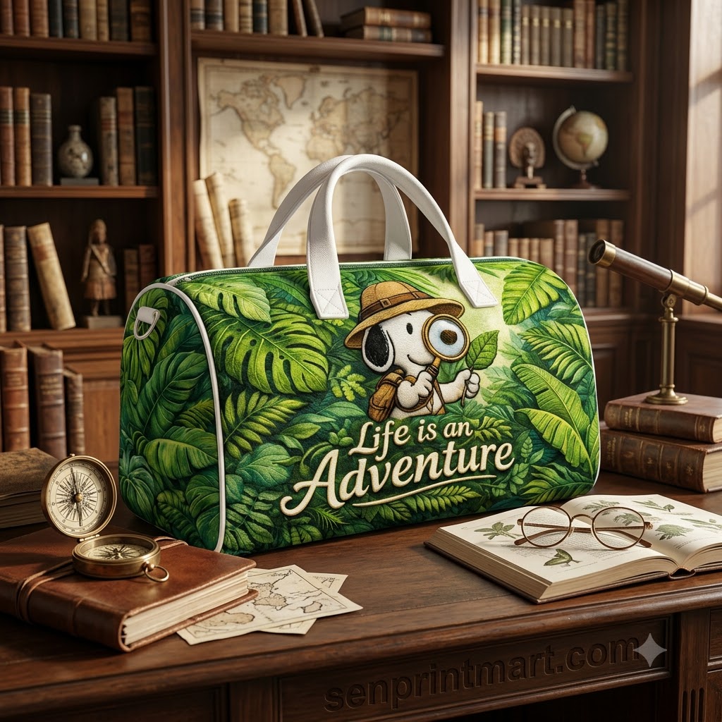 Snoopy Life Is An Adventure Tropical Jungle Duffle Bag