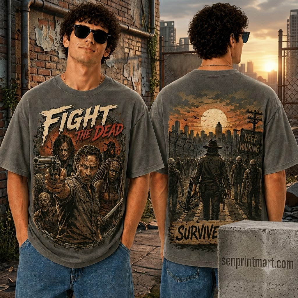 The Walking Dead Fight The Dead Graphic Vintage Wash T-Shirt