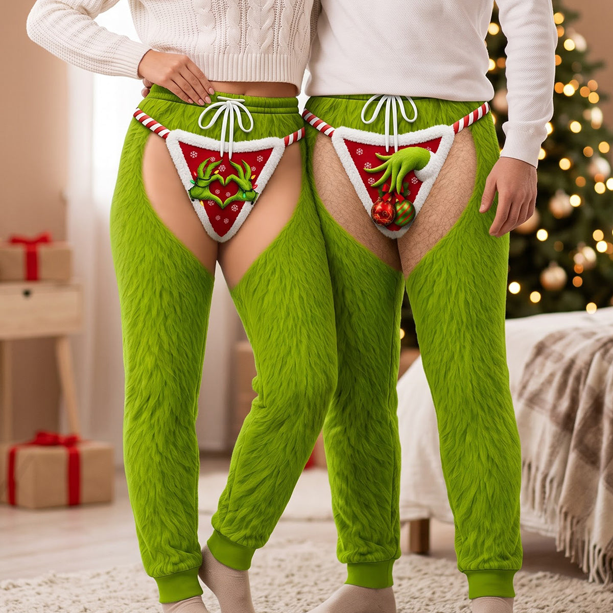 Funny Green Furry Monster Chaps Novelty Christmas Gag Gift Sweatpants Funny Green Furry Monster Chaps Novelty Christmas Gag Gift Sweatpants