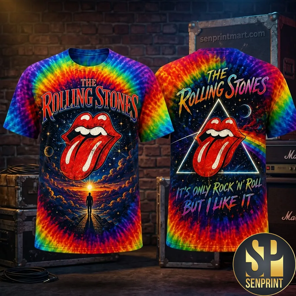 The Rolling Stones Tie Dye Rock And Roll Graphic T-Shirt