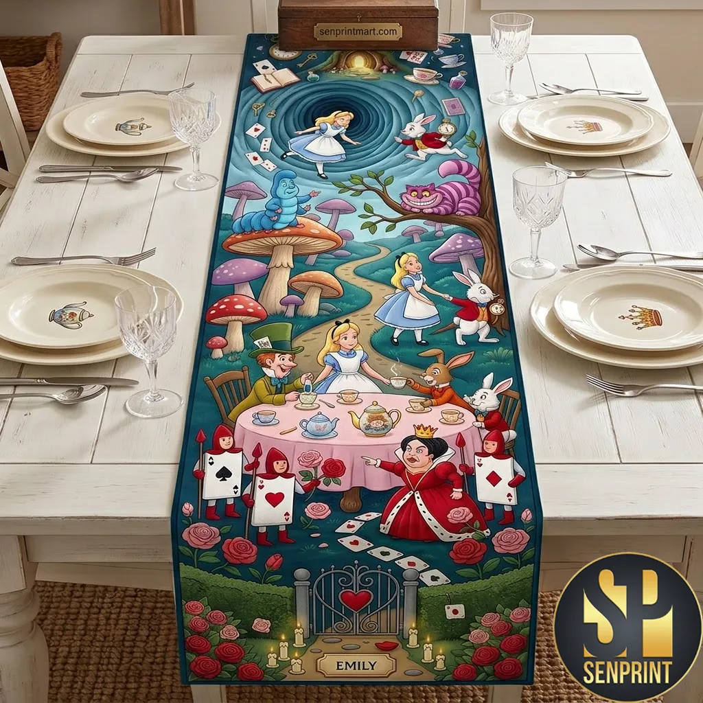 Alice In Wonderland Fairy Tale Tea Party Personalized Table Runner