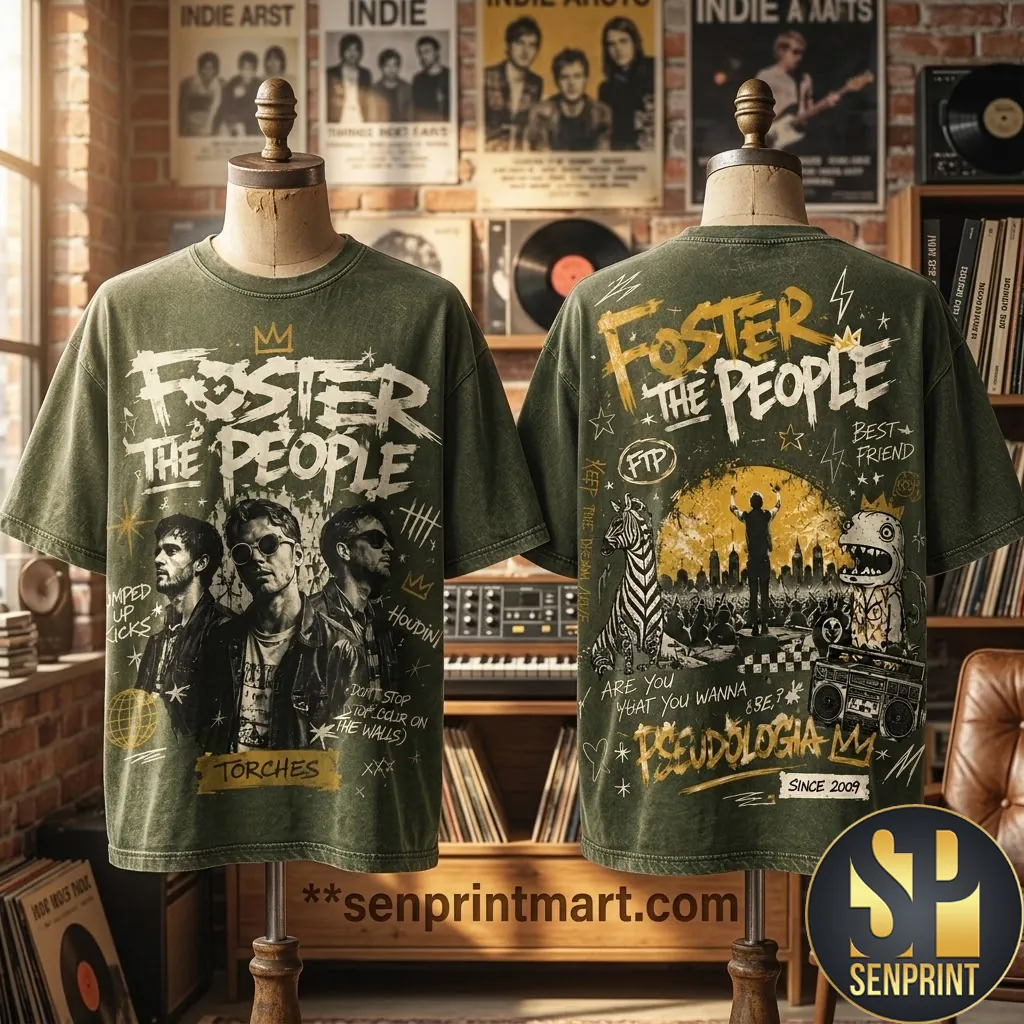 Foster The People Torches Graphic Vintage Style Indie Music T-Shirt