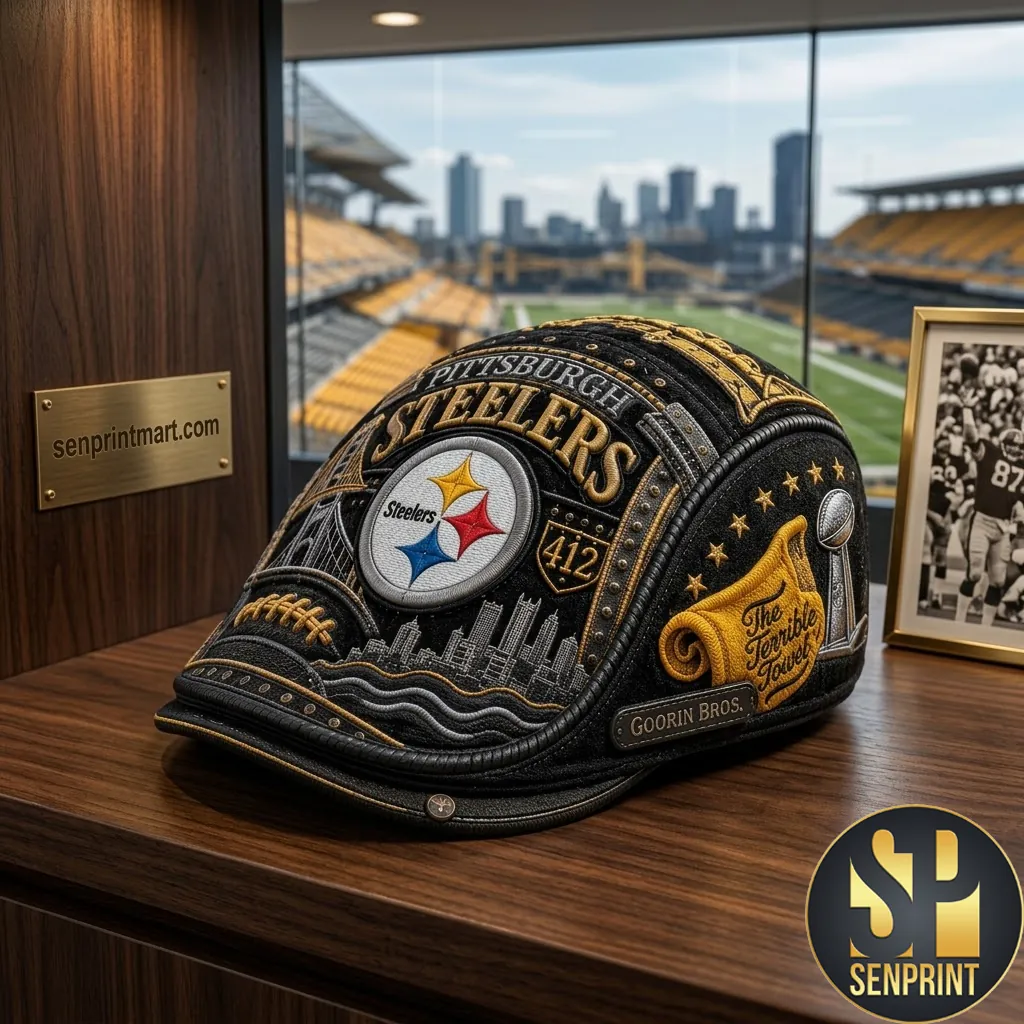Pittsburgh Steelers Goorin Bros Premium Embroidered Flat Cap