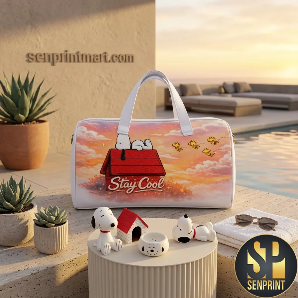 Snoopy Stay Cool Sunset Graphic Travel Duffle Bag