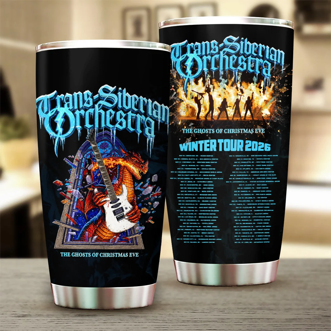 Trans-Siberian Orchestra Winter Tour 2026 The Ghosts of Christmas Eve Concert Merch Stainless Steel Tumbler Cup