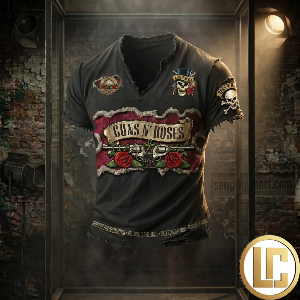 Guns N Roses Vintage Style Distressed Rock Band T-Shirt